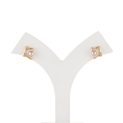 Edgy Pink Pearl Stud Earrings