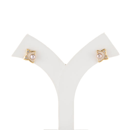 Edgy Pink Pearl Stud Earrings