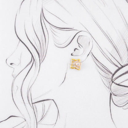 Edgy Pink Pearl Stud Earrings