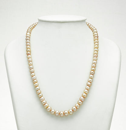 Grading Pink Button Freshwater Pearl Necklace Set - A Quality
