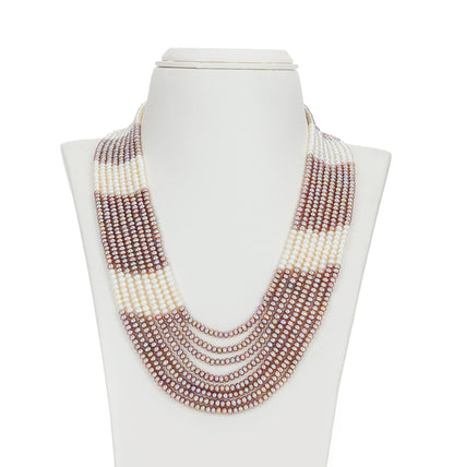 3.0-4.0mm Button Multicolor Freshwater Pearl Necklace Set - AA Quality