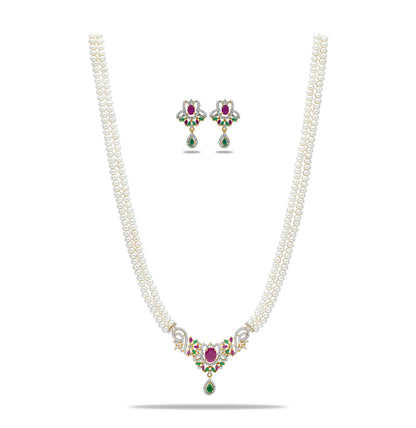 Customizable Red Green  Multicolor Freshwater Pearl Necklace Set