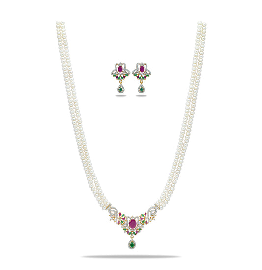 Customizable Red Green  Multicolor Freshwater Pearl Necklace Set