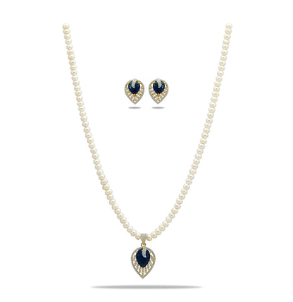 Clustered Blue Stone Freshwater Pearls Necklace Set