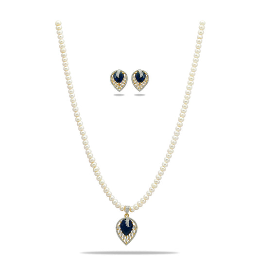 Clustered Blue Stone Freshwater Pearls Necklace Set