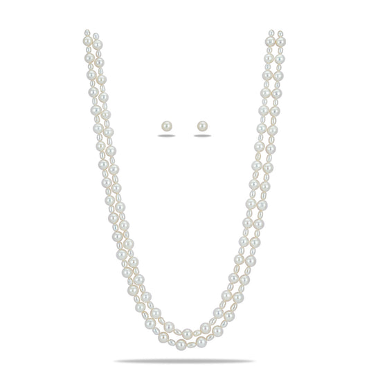 7.0-8.0mm White Fancy Freshwater Pearl Necklace Set - AA Quality