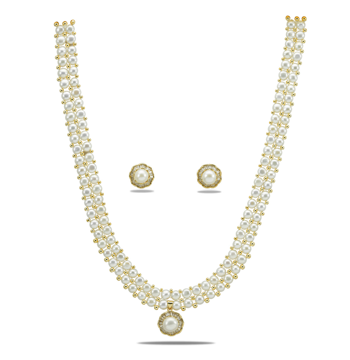 Precious Fancy Button Freshwater Pearl Necklace Set