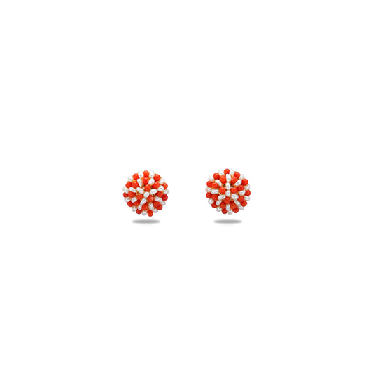 Coral Exotic Seed Freshwater Pearl Stud Earrings
