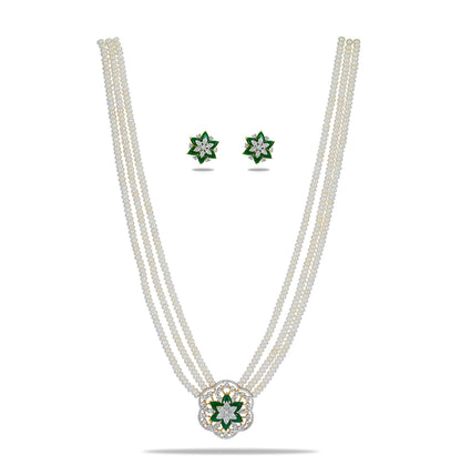 Green Stone Freshwater Necklace Set