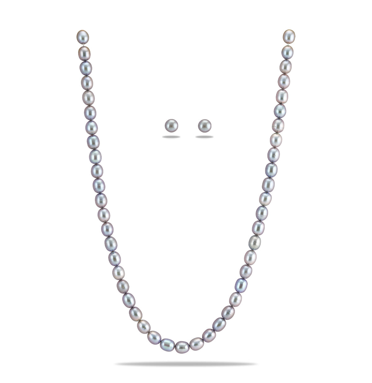 9.0-10-0mm Grey Drop Freshwater Pearl Necklace Set - AA Quality