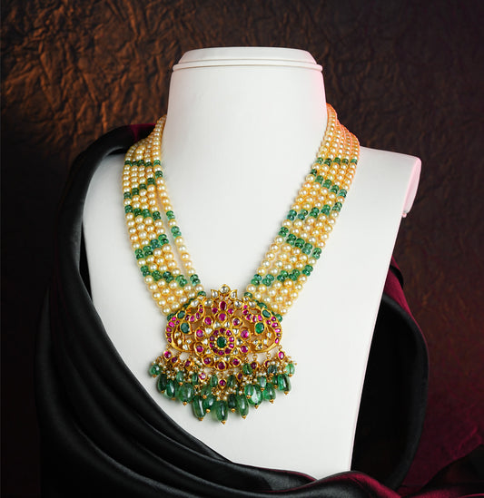 Precious Gold With Beads And Pearl Necklace