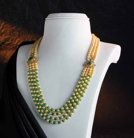 Exquisite Emerald Stone Side Piece Necklace