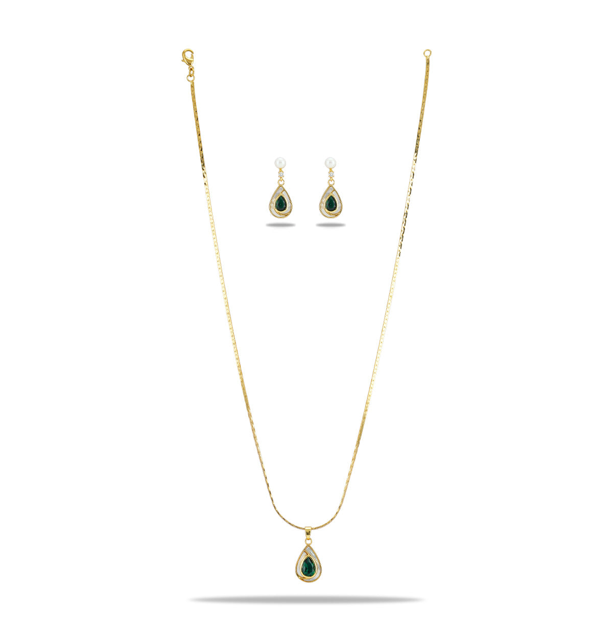 Marbled Green Stone Necklace Set