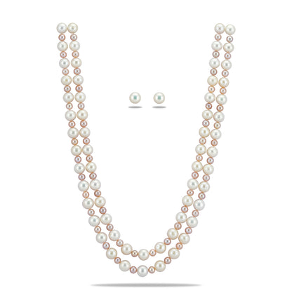 9.0-10.0mm Near Round Multicolor Freshwater Pearl Necklace Set - AA Quality