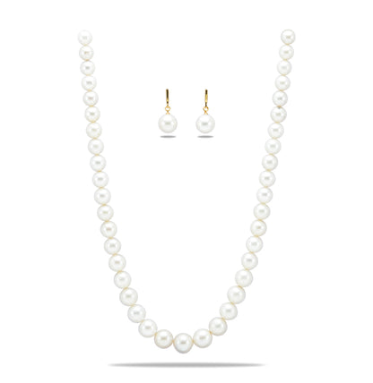 10.0-11.0mm Near Round White South Sea Pearls Necklace Set - A Quality
