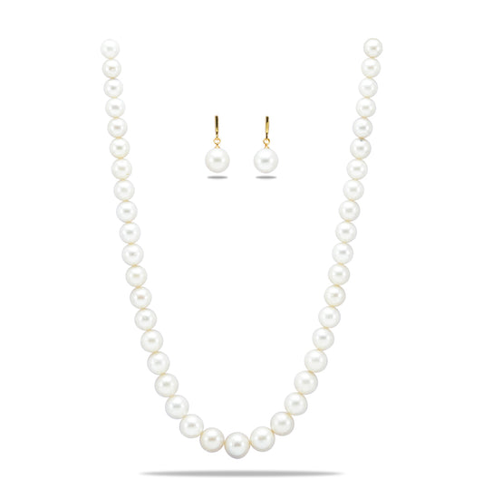 10.0-11.0mm Near Round White South Sea Pearls Necklace Set - A Quality