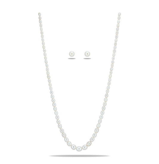 Grading White Drop Freshwater Pearl Necklace Set - AA Quality