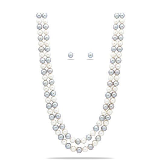 8.0-9.0mm Near Round Multicolor Freshwater Pearl Necklace Set - AA Quality
