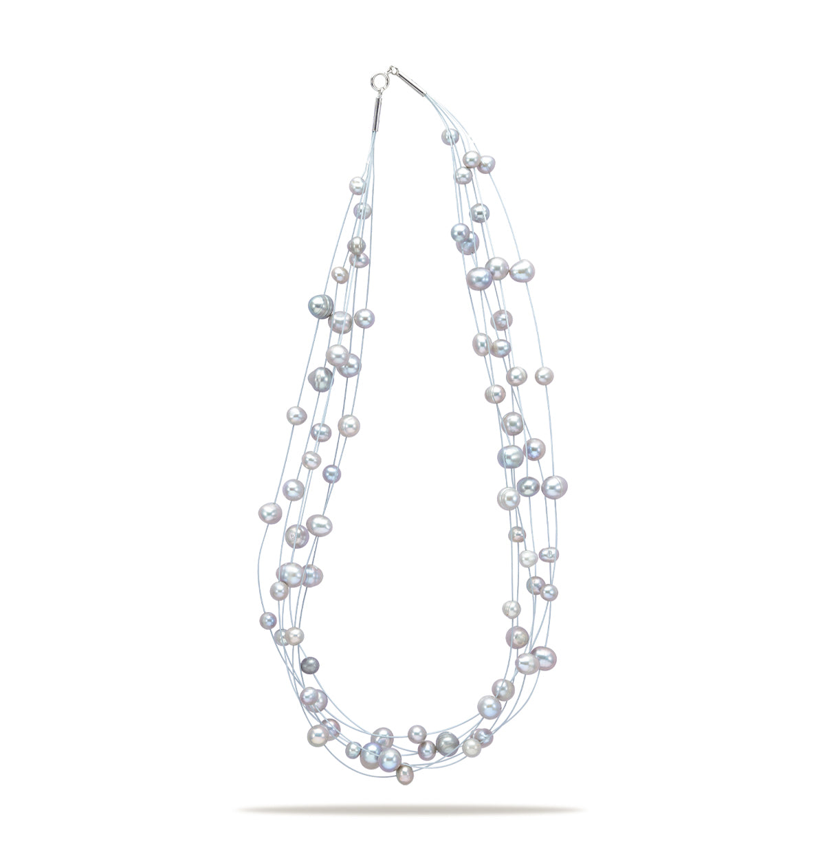 Edgy Grey Near Round Wire Freshwater Pearls Necklace