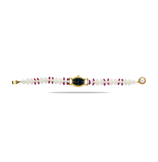 Classic Red Stone Freshwater Pearl Watch