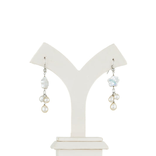 Shimmering Baroque Pearl  Dangling Earrings