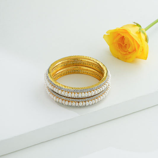 Precious Stone Freshwater Pearl Bangle