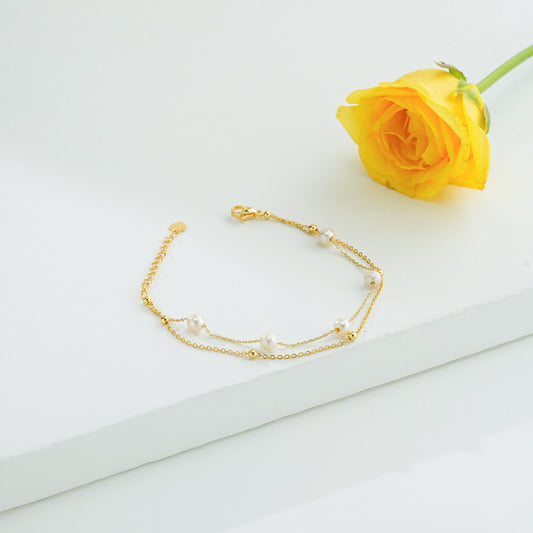 Beautiful White Round Pearl Bracelet