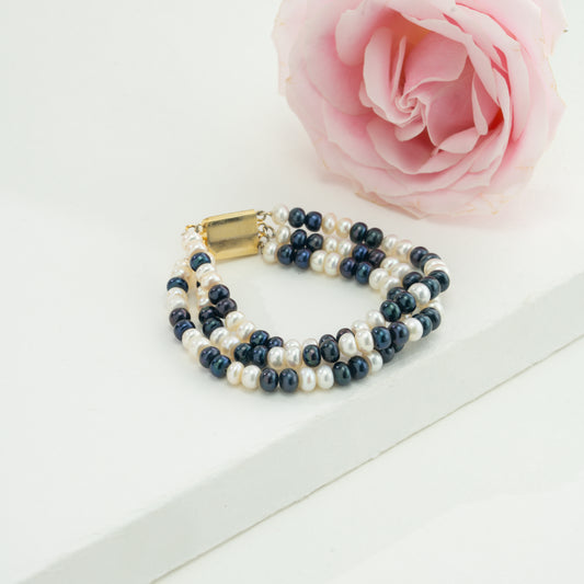 Multicolor Button Freshwater Pearl Bracelet