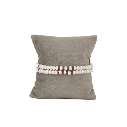Natural Ruby White Button Pearl Bracelet
