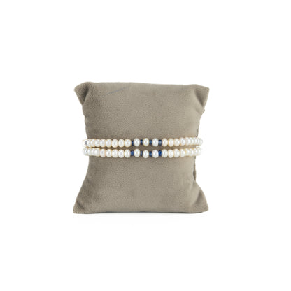 Natural Blue Sapphire Button Pearl Bracelet