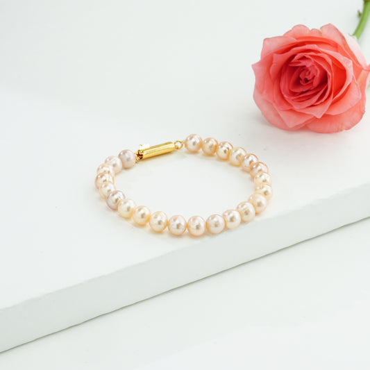 Pink Near Round Freshwater Pearl Bracelet