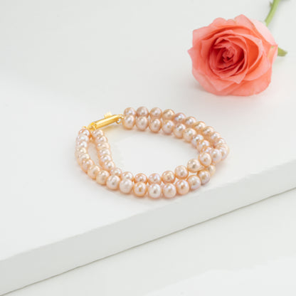 Pink Near Round Freshwater Pearl Bracelet
