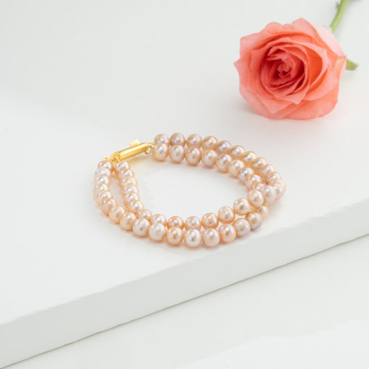 Pink Near Round Freshwater Pearl Bracelet
