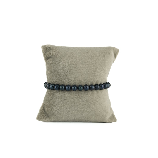 Black Near Round Single Row Freshwater Pearl Bracelet