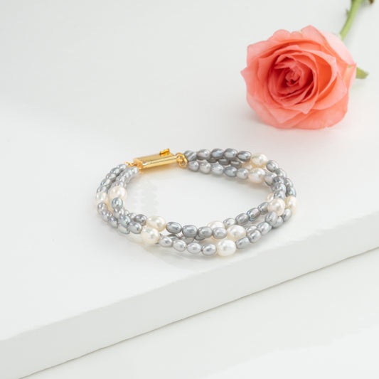 Grey Multicolor Drop Freshwater Pearl Bracelet