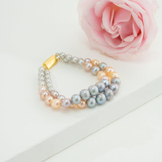 5.0-6.0mm Grey Multicolor Mix Freshwater Pearl Bracelet