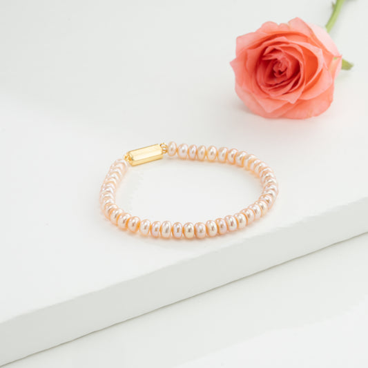 Pink Button Freshwater Pearl Bracelet