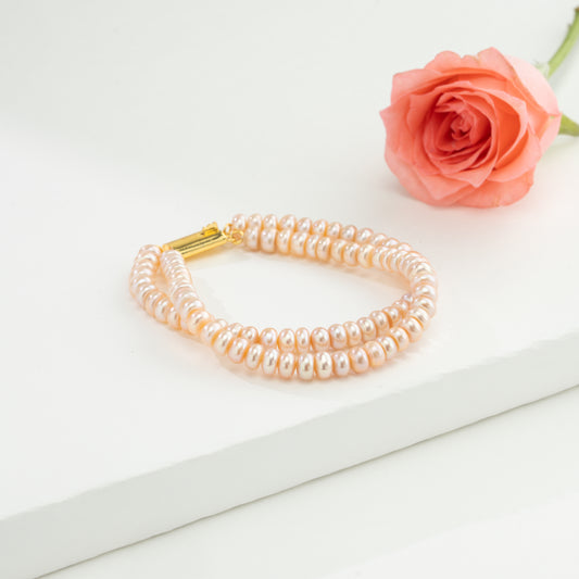Graceful Pink Button Freshwater Pearl Bracelet