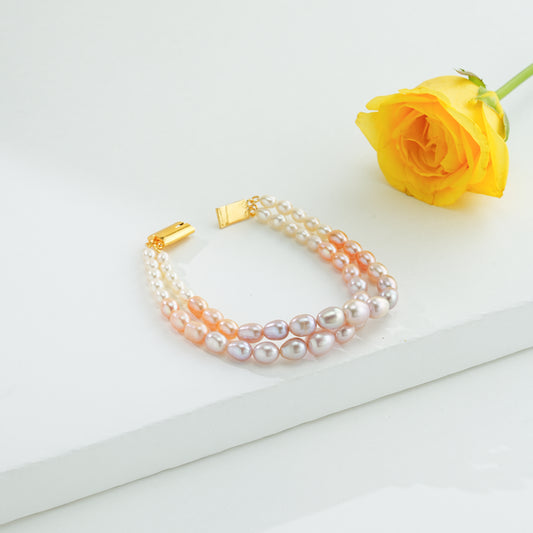 Subtle Drop Grading Multicolor Freshwater Pearl Bracelet