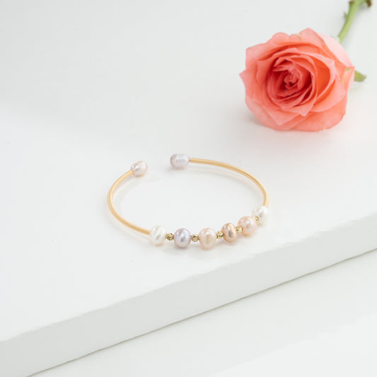 Sparkly Multicolor Near Round Freshwater Pearl Bracelet