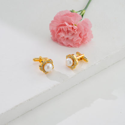 Classy White Stone Freshwater Pearl Cufflinks