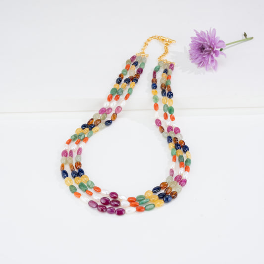 Natural Navaratan Beads Necklace