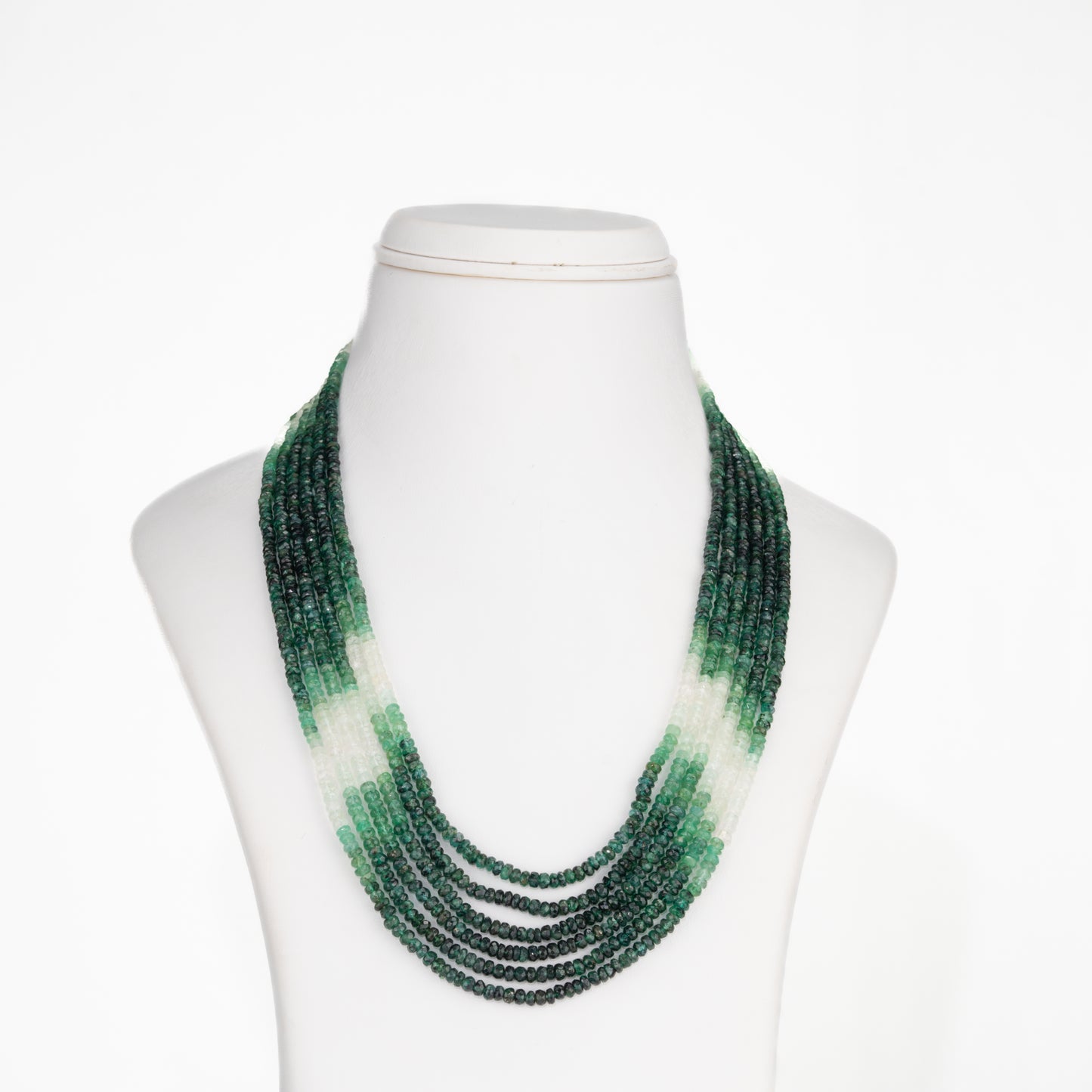 Natural Emerald Shaded Mala