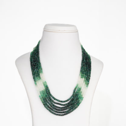 Natural Emerald Shaded Mala