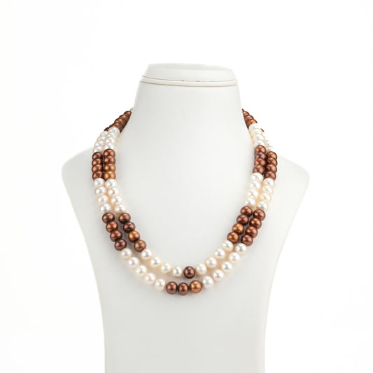 8.0-9.0mm Multicolor Near Round Pearl Necklace Set - A Quality