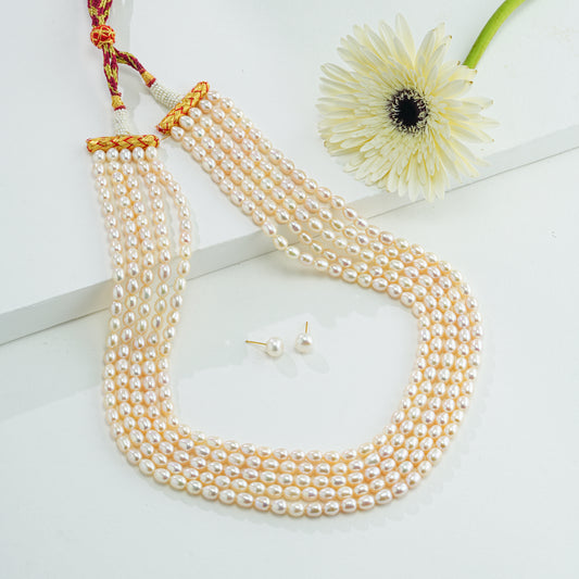 7.0-8.0mm White Drop Freshwater Pearl Necklace Set - A Quality