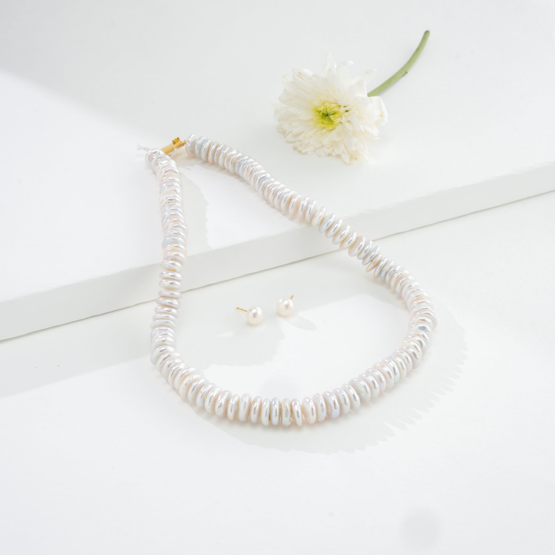 White Coin Fancy Freshwater Pearl Necklace Set A Quality