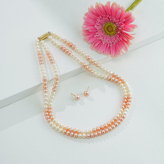 6.0-7.0mm Near Round Multicolor Freshwater Pearl Necklace Set - AA Quality