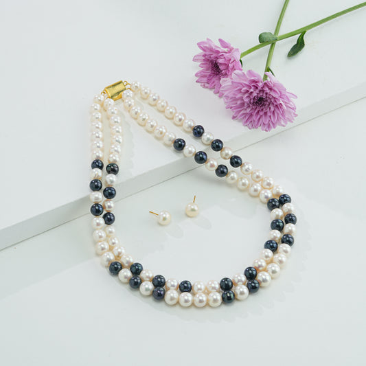 Grading Near Round Multicolor Freshwater Pearl Necklace Set - A Quality