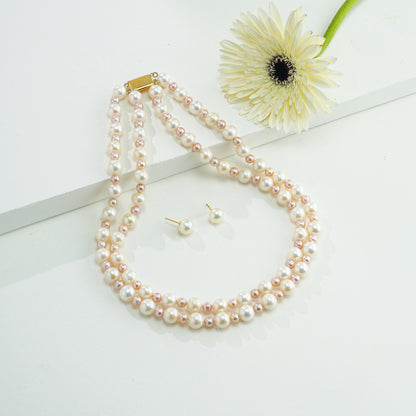9.0-10.0mm Near Round Multicolor Freshwater Pearl Necklace Set - AA Quality